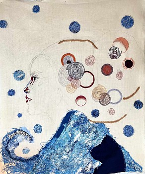 Elaine Escobar (LA) -&nbsp;Mother Earth, 2023 embroidery 36 x 30 inches ESCO016