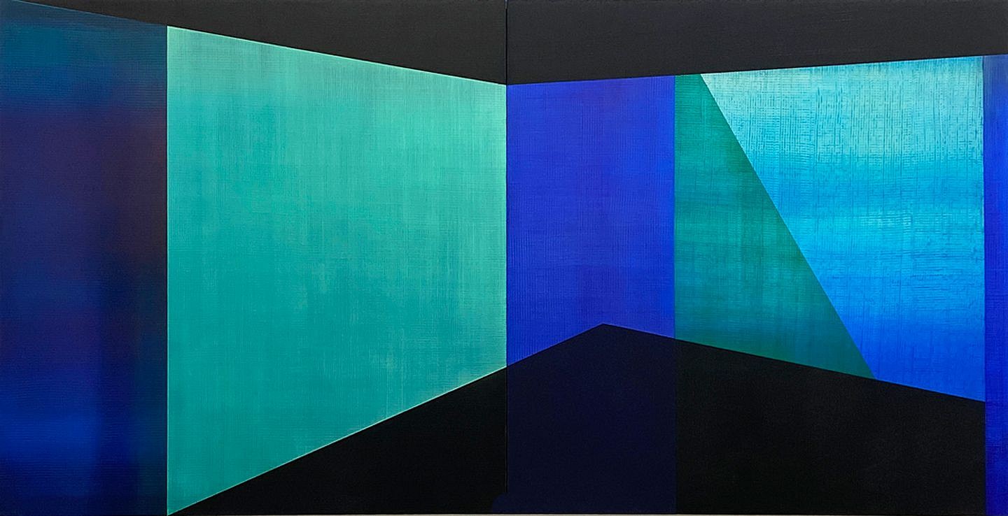 Karin Schaefer
Parallel Play, 2023
SCHAE129
oil on panel, 36 x 36 inch panels / 36 x 72 inch diptych