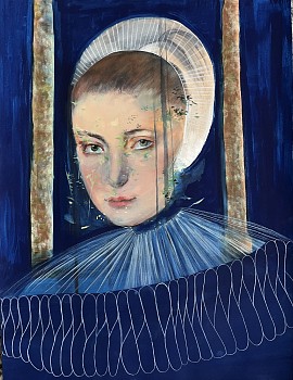 Andrea Hornick (LA) - Ruff-Tree Temple Illuminated by Girl-Lady's Lightning Bugs, 2023 gouache, watercolor, and graphite on paper 24 x 18 inches HORN030