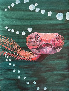 Andrea Hornick (LA) - Braiding Snake and Pearls, 2023 gouache on paper 24 x 18 inches HORN029