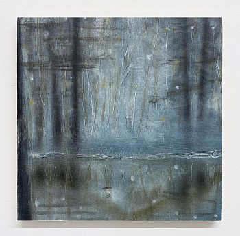 Work: Silent Raindrops, 2023 oil on paper mounted on wood panel 12 x 12 inches BJE189