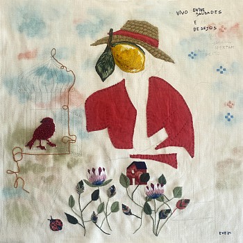 Elaine Escobar (LA) -&nbsp;Burning Desires, 2023 embroidery 25 1/2 x 28 inches ESCO017