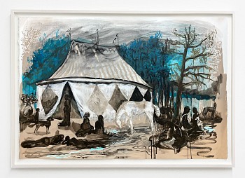 Suzy Spence - Carnival (silhouettes), 2024 flashe and acrylic ink on paper 30 x 44 1/2 inches SPENC350