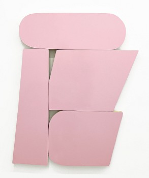 Andrew Zimmerman - Pink Flamingo, 2024 Automotive paint on wood 42 x 30 x 1 1/2 inches ZIM1170