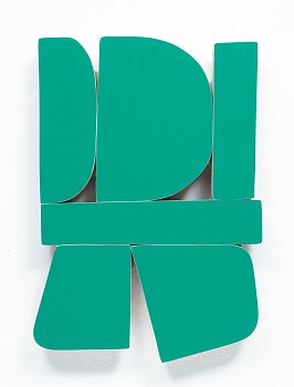 Andrew Zimmerman - Green Green, 2024 Automotive paint on wood 16 x 11 x 1 1/2 inches ZIM1174