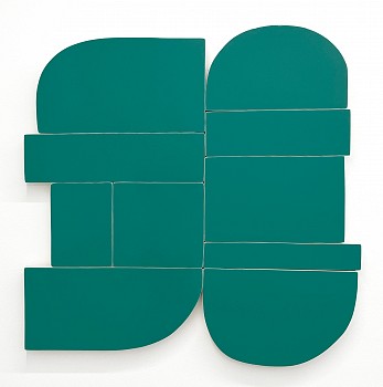 Andrew Zimmerman - Real Teal, 2024 Automotive paint on wood 40 x 40 x 1 1/2 inches ZIM1169