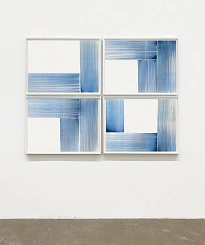 Agnes Barley - Stroke Drawings Installation, 2022 acrylic  on paper 22 x 30 inches / 27.5 x 35 inches framed each / 57 x 72 inches group
