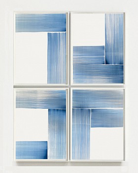 Agnes Barley - Stroke Drawings Installation , 2018 acrylic on paper 30 x 22 inches / 35 x 27 1/2 inches framed each / 72 x 57 inches group