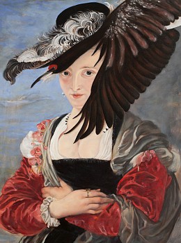Andrea Hornick - Fashionable Goose Accompanies Flighty Mistress For LateAfternoon Stroll, 2009 oil on panel 11 x 14 1/2 inches HORN036