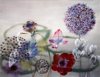 Lourdes Sanchez (LA) - When there was no where left to go, there was this place, and there was an egret, that I tried not to disturb, 2024 ink, watercolor and pencil on paper 43.5 x 55.5 inches SANCH1054