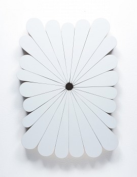 Andrew Zimmerman - White, 2025 Automotive paint on wood 21 1/2 x 15 1/2 x 2 inches ZIM1215