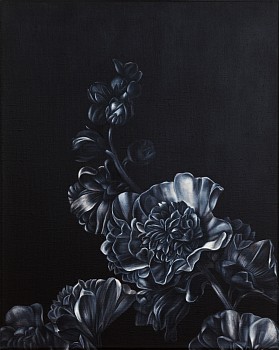 Work: Hollyhock I (after van Aelst), 2021 oil on linen 20 x 16 inches ree339
