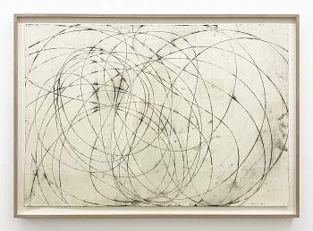 Work:&nbsp;Doug Glovaski Chaos #4, 2023 transfer with oil and wax on paper 30 1/2 x 44 inches / 34 x 47 inches framed GIOV562