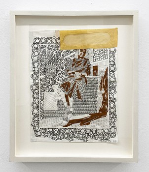 Roz Leibowitz -&nbsp;Pennyshade, 2007 pencil on collaged paper 16 x 13 inches framed / 12 x 9 inch image LEIB052