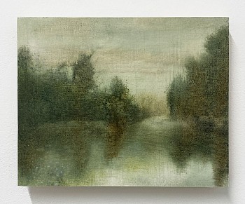 Work: Poogy Bjerklie Gentle Morning, 2024 oil on paper mounted on wood panel 8 x 10 inches BJE232