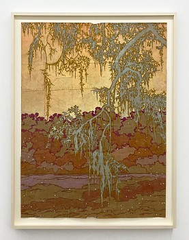 Work:&nbsp;Every Waiting Heart, 2025 gouache, flashe, and thread on found paper 47 3/4 x 36 inches / 52 1/4 x 40 1/2 inches framed CRADD120