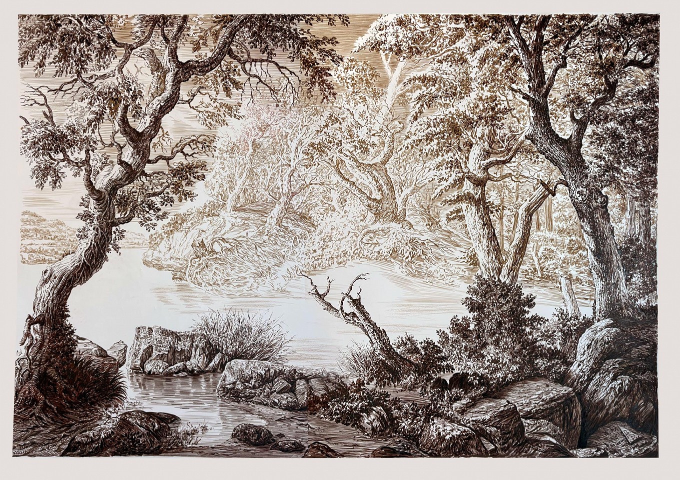 Rick Shaefer
Early Morning, 2025
shaef129
sepia pencil and ink on synthetic vellum, 48 x 70 inches