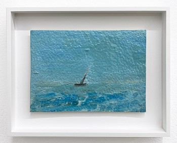 Kathryn Lynch -&nbsp;Boat on Blue Sea, 2015 oil on paper 5 x 7 inches / 7 1/2 x 9 1/2 inches framed lyn661