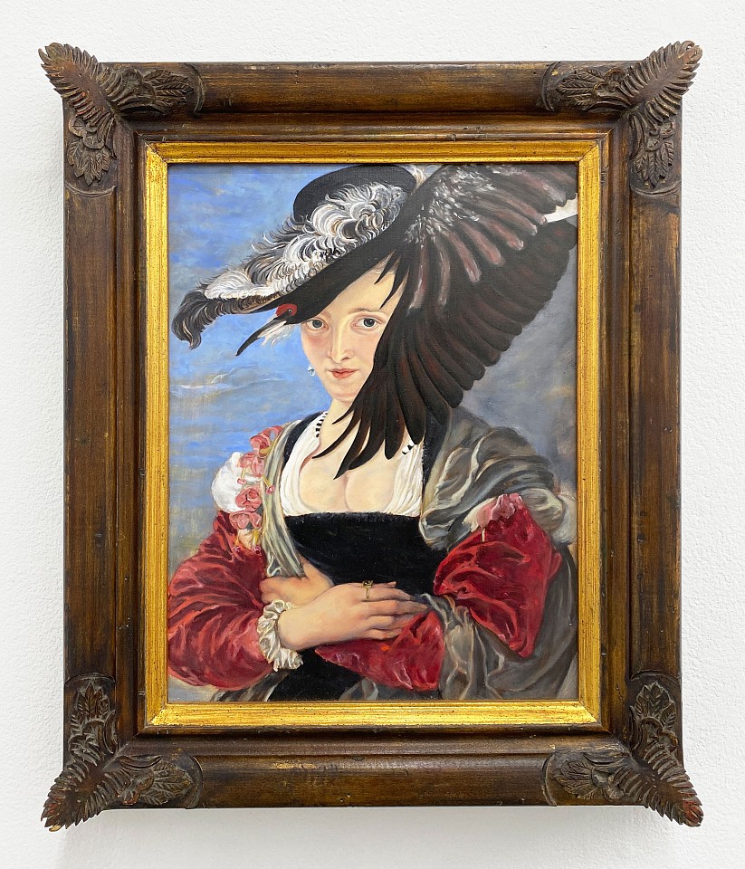 Andrea Hornick
Fashionable Goose Accompanies Flighty Mistress For LateAfternoon Stroll, 2009
HORN036
oil on panel, 14 1/2 x 11 inches / 20 x 16 1/2 inches framed
