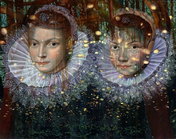Andrea Hornick (LA) -&nbsp;Fireflies&rsquo; Lights In and Around Us; We Crept Away from Lurking, Scrutiny; TreesRestore Our Spirits, 2026 oil on panel 25 x 30 inches HORN052