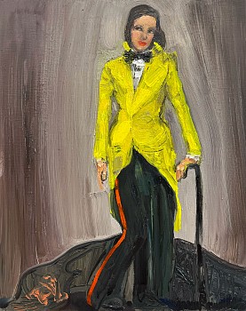 Work:&nbsp;Fashion Victim (Tuxedo), 2025 oil on panel 14 x 11 inches SPENC363