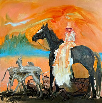 Work:&nbsp;Widow (Bride), 2026 oil on panel 42 x 42 inches SPENC358