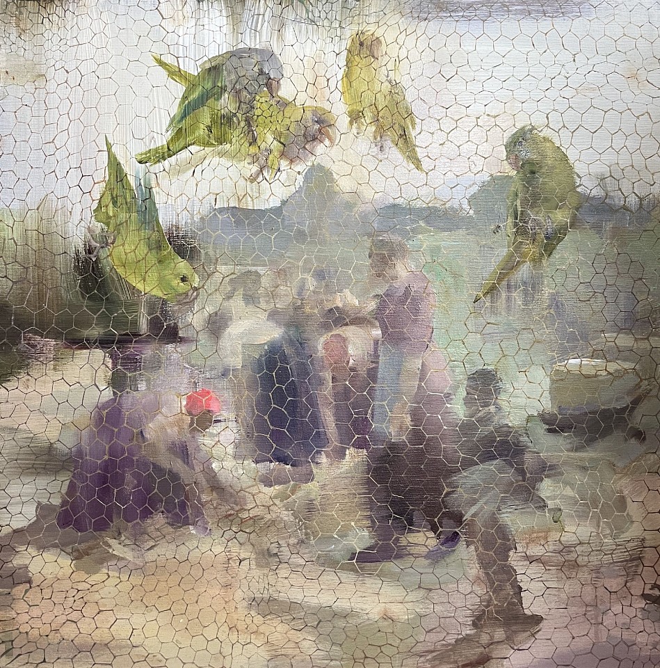 Sarah McRae Morton
Peckham's Cockleburs, 2026
SMM005
oil on wood, 16 x 16 inches / 17 x 17 inches framed