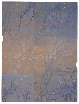 Maysey Craddock -&nbsp;find beauty, be still, 2026 gouache, flashe, and thread on found paper 48 x 36 inches / 52 1/2 x 40 1/2 inches framed CRADD139