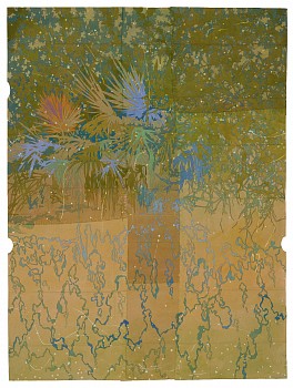 Maysey Craddock -&nbsp;in these bright peripheries, 2026 gouache, flashe, and thread on found paper 48 x 36 inches / 52 1/2 x 40 1/2 inches framed CRADD140