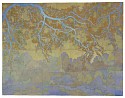 Maysey Craddock, Cloud and Locust Sun
2026, gouache, flashe, and thread on found paper